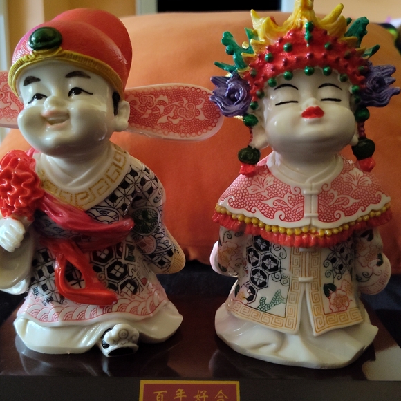 Vintage Traditional Chinese Bride and Groom Good Luck Doll Statue - Picture 1 of 14